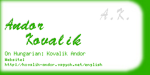 andor kovalik business card